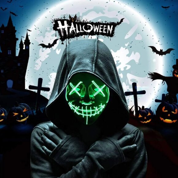LED Purge Style Halloween Mask – Green Neon - Picture 5 of 7